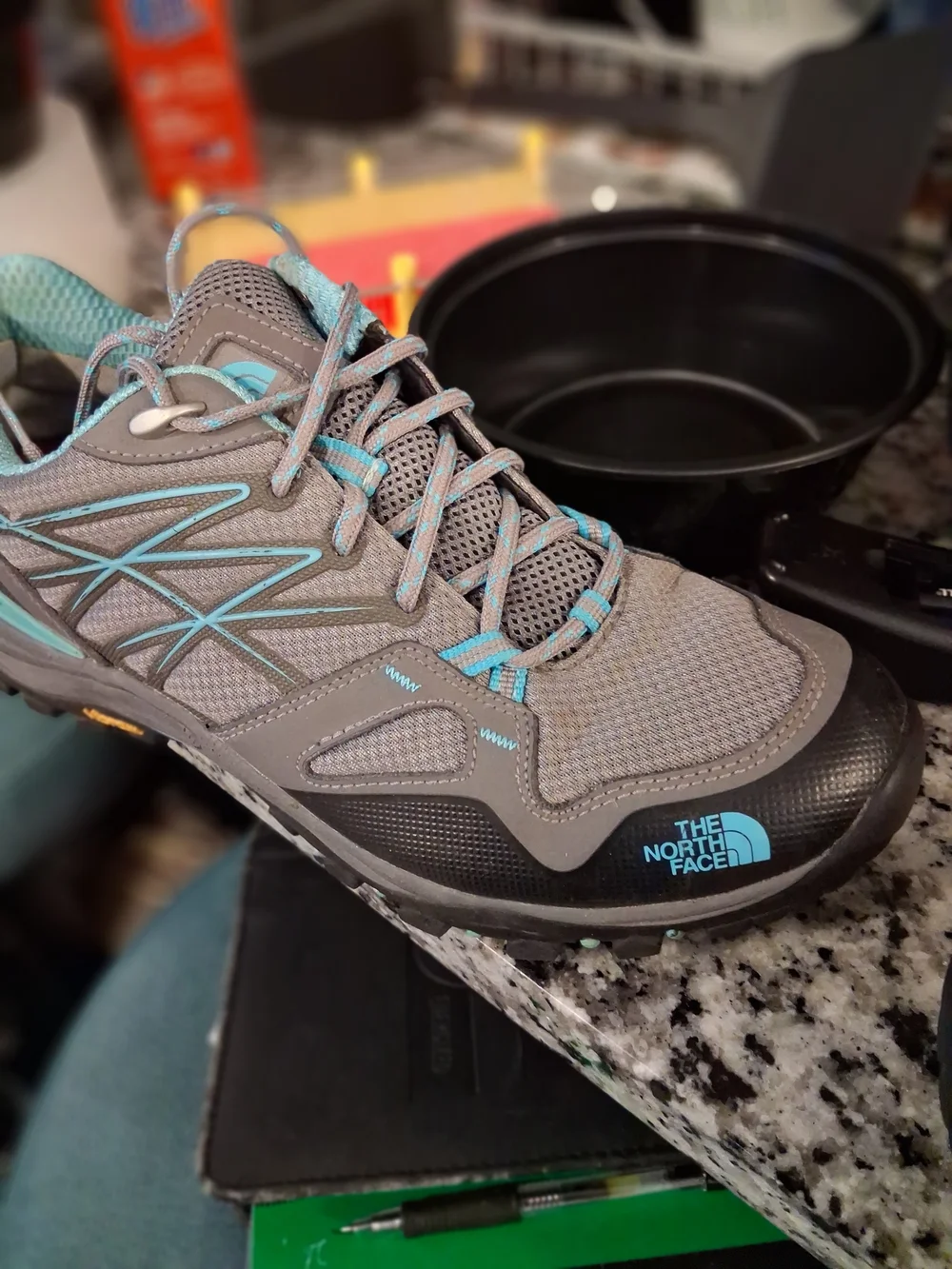 The North Face Women's Gray with Teal Trim Trail Runner